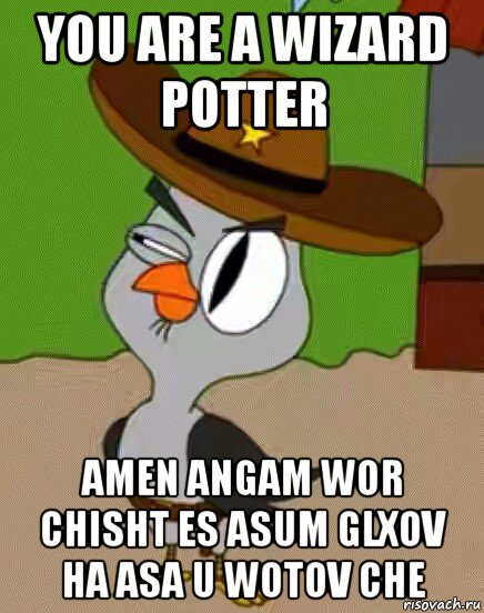 you are a wizard potter amen angam wor chisht es asum glxov ha asa u wotov che, Мем    Упоротая сова