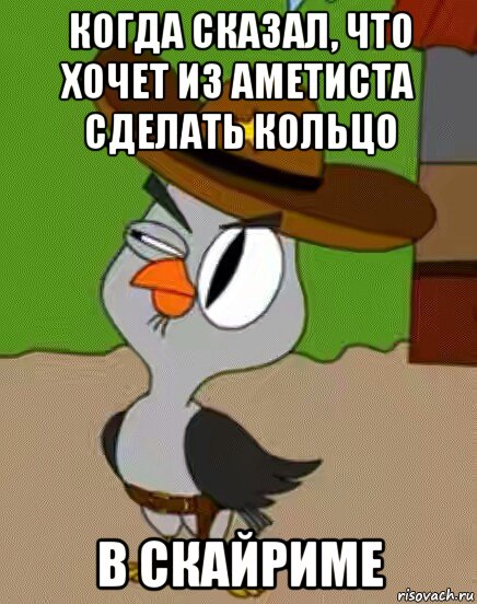 когда сказал, что хочет из аметиста сделать кольцо в скайриме, Мем    Упоротая сова