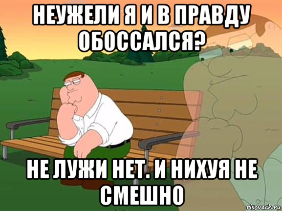 неужели я и в правду обоссался? не лужи нет. и нихуя не смешно, Мем Задумчивый Гриффин