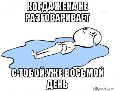 когда жена не разговаривает с тобой уже восьмой день, Мем   человек в луже плачет