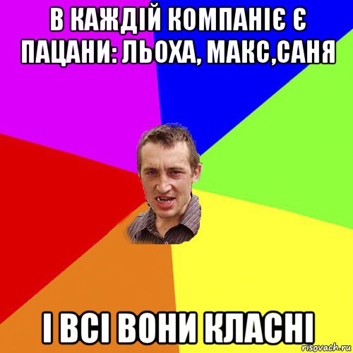 в каждій компаніє є пацани: льоха, макс,саня і всі вони класні, Мем Чоткий паца