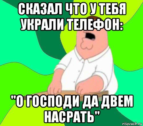 сказал что у тебя украли телефон: "о господи да двем насрать", Мем  Да всем насрать (Гриффин)