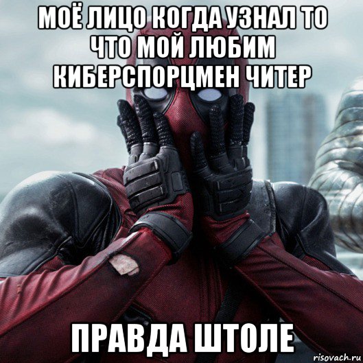 моё лицо когда узнал то что мой любим киберспорцмен читер правда штоле, Мем     Дэдпул