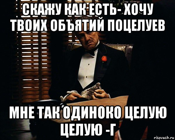 скажу как есть- хочу твоих объятий поцелуев мне так одиноко целую целую -г, Мем Дон Вито Корлеоне