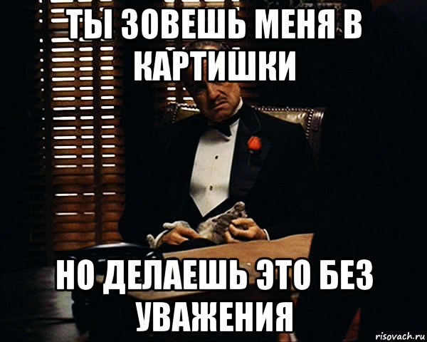 ты зовешь меня в картишки но делаешь это без уважения, Мем Дон Вито Корлеоне