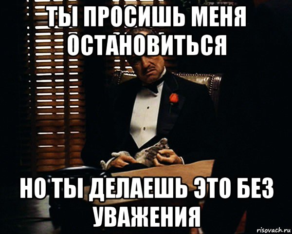 ты просишь меня остановиться но ты делаешь это без уважения, Мем Дон Вито Корлеоне