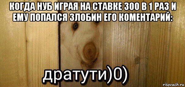 когда нуб играя на ставке 300 в 1 раз и ему попался злобин его коментарий: , Мем  Дратути