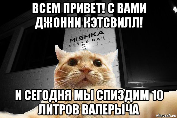 всем привет! с вами джонни кэтсвилл! и сегодня мы спиздим 10 литров валерыча, Мем   Джонни Кэтсвилл