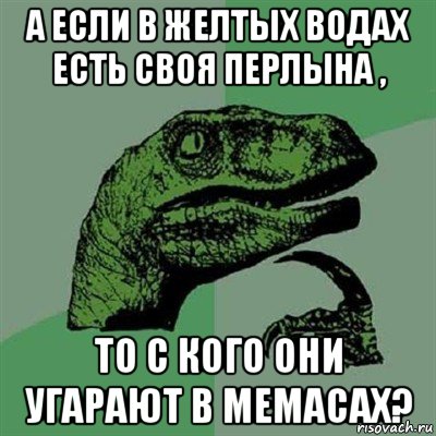 а если в желтых водах есть своя перлына , то с кого они угарают в мемасах?, Мем Филосораптор