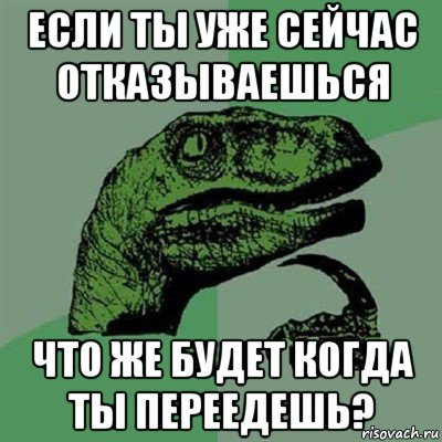 если ты уже сейчас отказываешься что же будет когда ты переедешь?, Мем Филосораптор