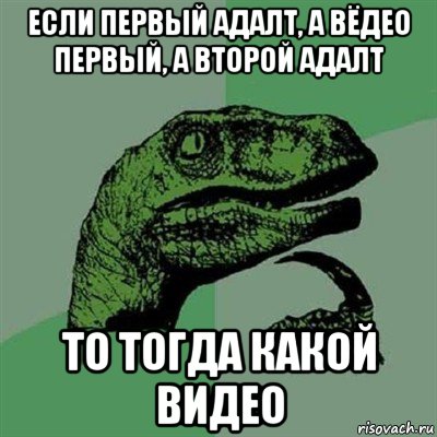 если первый адалт, а вёдео первый, а второй адалт то тогда какой видео, Мем Филосораптор