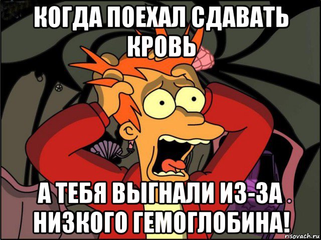 когда поехал сдавать кровь а тебя выгнали из-за низкого гемоглобина!, Мем Фрай в панике