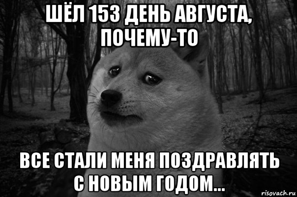 шёл 153 день августа, почему-то все стали меня поздравлять с новым годом..., Мем    Грусть-пичаль