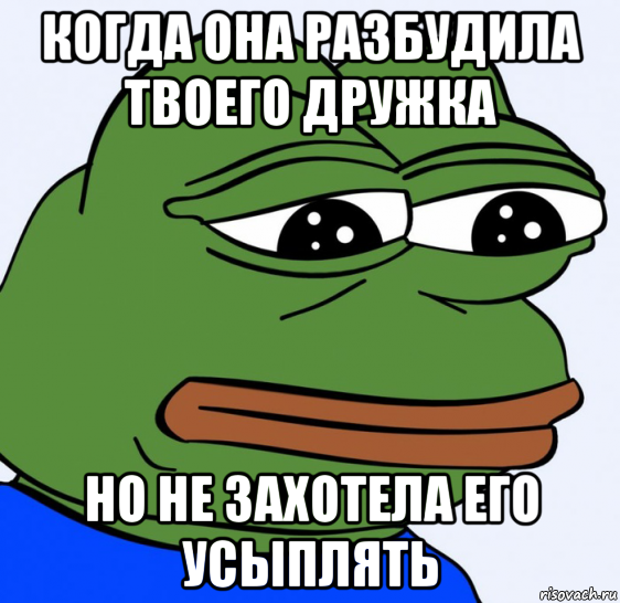 когда она разбудила твоего дружка но не захотела его усыплять, Мем Грустная лягушка