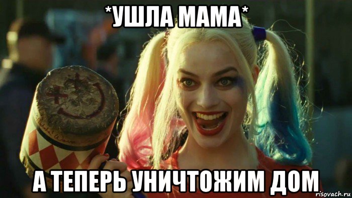 *ушла мама* а теперь уничтожим дом, Мем    Harley quinn