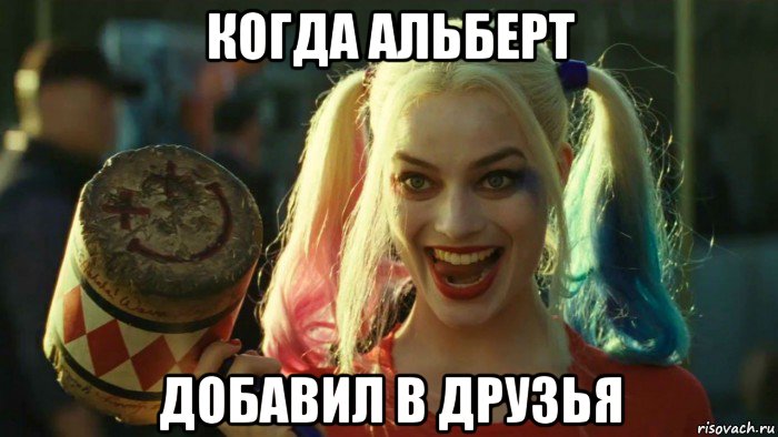 когда альберт добавил в друзья, Мем    Harley quinn