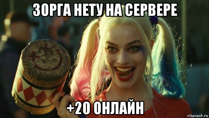 зорга нету на сервере +20 онлайн, Мем    Harley quinn