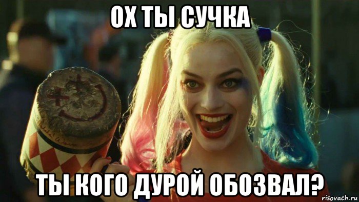 ох ты сучка ты кого дурой обозвал?, Мем    Harley quinn