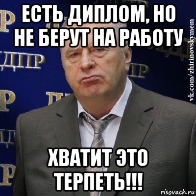 есть диплом, но не берут на работу хватит это терпеть!!!, Мем Хватит это терпеть (Жириновский)