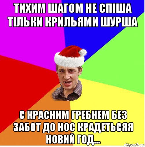 тихим шагом не спіша тільки крильями шурша с красним гребнем без забот до нос крадетьсяя новий год..., Мем Новогодний паца