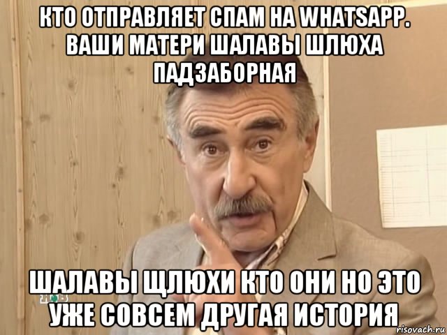 кто отправляет спам на whatsapp. ваши матери шалавы шлюха падзаборная шалавы щлюхи кто они но это уже совсем другая история, Мем Каневский (Но это уже совсем другая история)