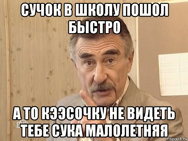 сучок в школу пошол быстро а то кээсочку не видеть тебе сука малолетняя, Мем Каневский (Но это уже совсем другая история)