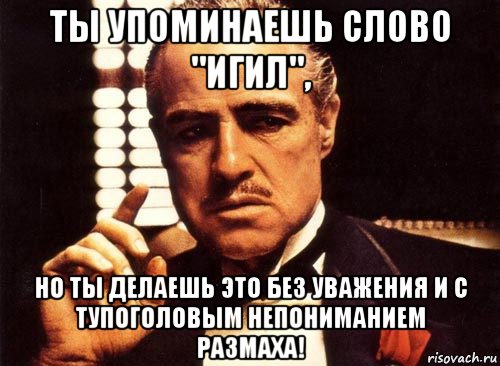 ты упоминаешь слово "игил", но ты делаешь это без уважения и с тупоголовым непониманием размаха!, Мем крестный отец