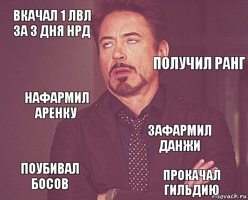 вкачал 1 лвл за 3 дня нрд  нафармил аренку поубивал босов зафармил данжи   прокачал гильдию  получил ранг, Комикс мое лицо