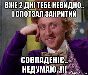 вже 2 дні тебе невидно.. і спотзал закритий совпаденіє.. недумаю..!!!