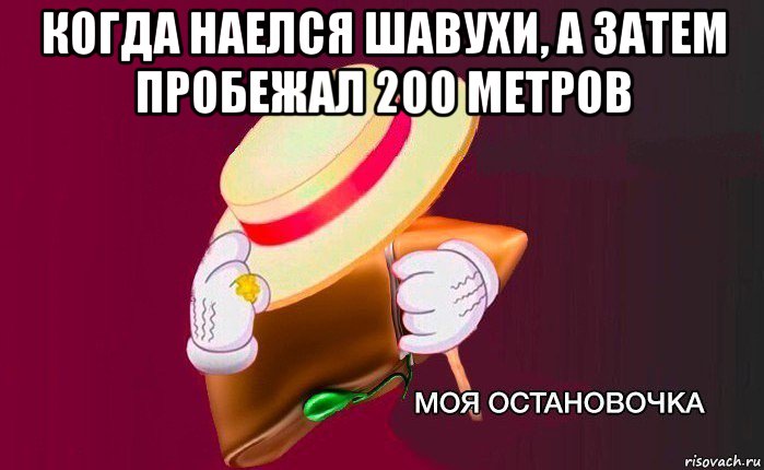 когда наелся шавухи, а затем пробежал 200 метров , Мем   Моя остановочка