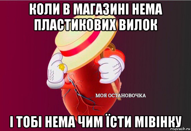 коли в магазині нема пластикових вилок і тобі нема чим їсти мівінку, Мем   Моя остановочка