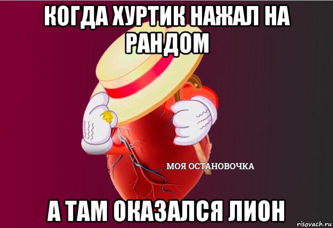 когда хуртик нажал на рандом а там оказался лион, Мем   Моя остановочка