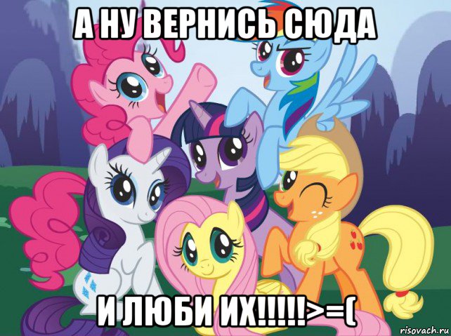 а ну вернись сюда и люби их!!!!!>=(, Мем My little pony