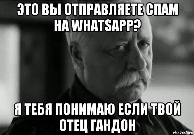 это вы отправляете спам на whatsapp? я тебя понимаю если твой отец гандон, Мем Не расстраивай Леонида Аркадьевича