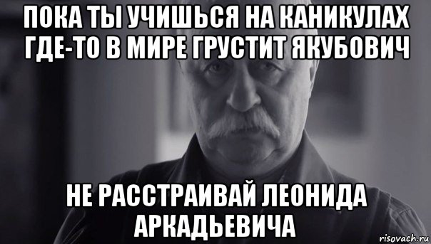 пока ты учишься на каникулах где-то в мире грустит якубович не расстраивай леонида аркадьевича, Мем Не огорчай Леонида Аркадьевича