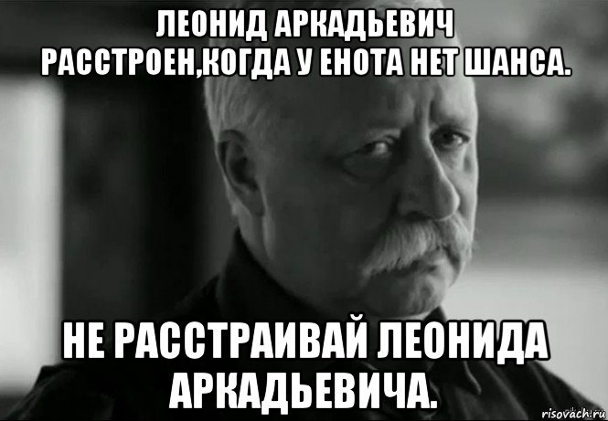 леонид аркадьевич расстроен,когда у енота нет шанса. не расстраивай леонида аркадьевича., Мем Не расстраивай Леонида Аркадьевича