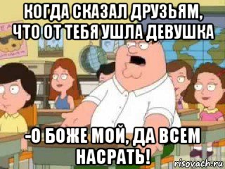 когда сказал друзьям, что от тебя ушла девушка -о боже мой, да всем насрать!, Мем  о боже мой