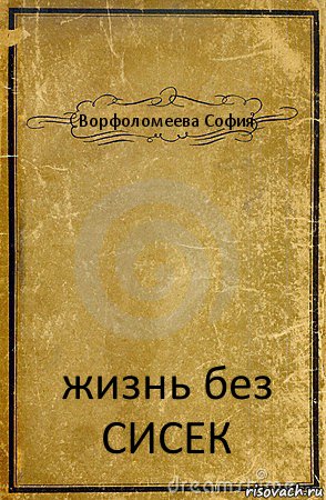 Ворфоломеева София жизнь без СИСЕК, Комикс обложка книги