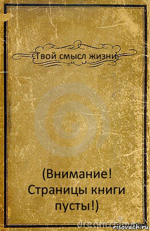 Твой смысл жизни (Внимание! Страницы книги пусты!), Комикс обложка книги