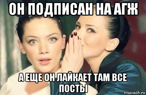 он подписан на агж а еще он лайкает там все посты, Мем  Он