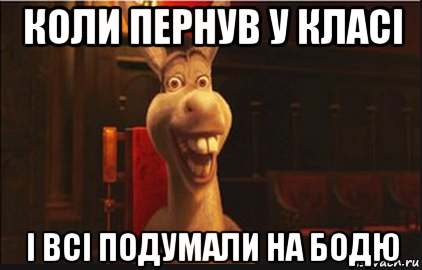 коли пернув у класі і всі подумали на бодю, Мем Осел из Шрека