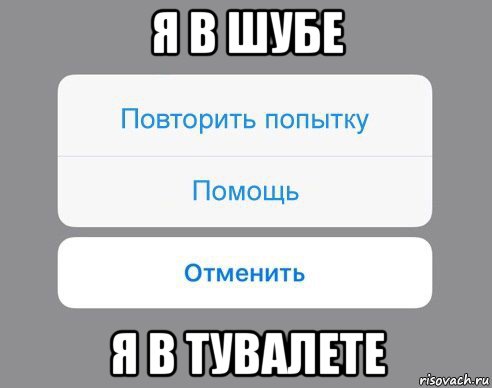 я в шубе я в тувалете, Мем Отменить Помощь Повторить попытку