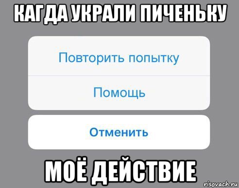 кагда украли пиченьку моё действие, Мем Отменить Помощь Повторить попытку