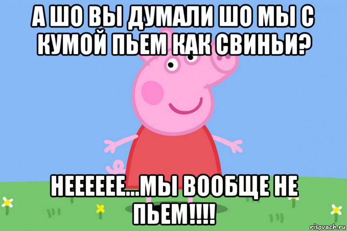 а шо вы думали шо мы с кумой пьем как свиньи? нееееее...мы вообще не пьем!!!!, Мем Пеппа