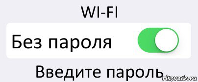 WI-FI Без пароля Введите пароль, Комикс Переключатель