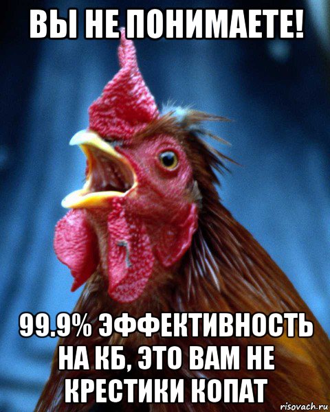 вы не понимаете! 99.9% эффективность на кб, это вам не крестики копат, Мем петух