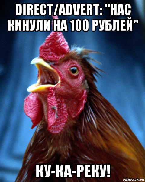 direct/advert: "нас кинули на 100 рублей" ку-ка-реку!, Мем петух