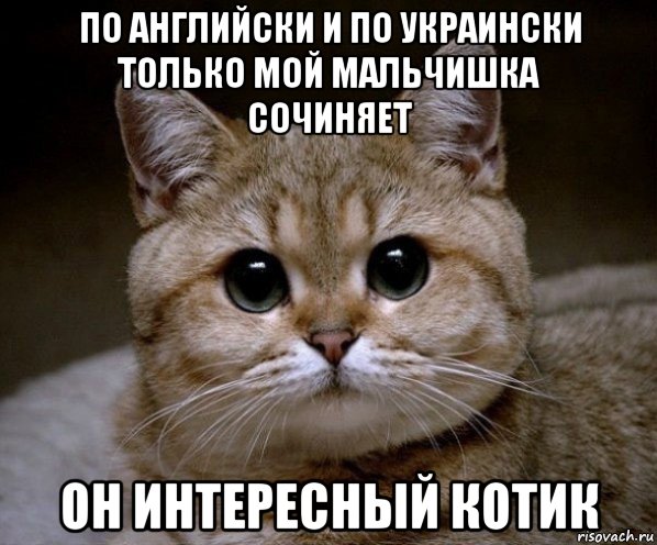 по английски и по украински только мой мальчишка сочиняет он интересный котик, Мем Пидрила Ебаная