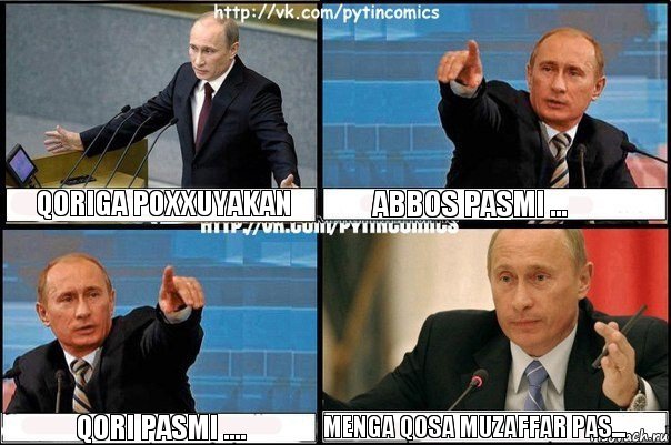 Qoriga poxxuyakan Abbos pasmi ... Qori pasmi .... Menga qosa muzaffar pas..., Комикс Путин