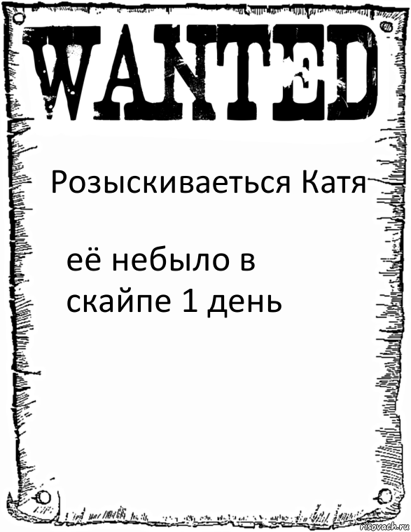 Розыскиваеться Катя её небыло в скайпе 1 день, Комикс розыск